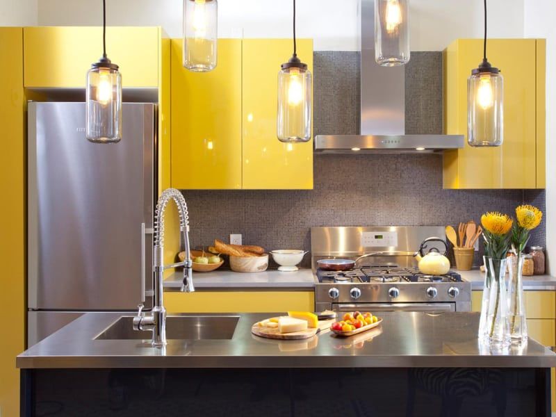 آشپزخانه کابینت رنگ زرد01