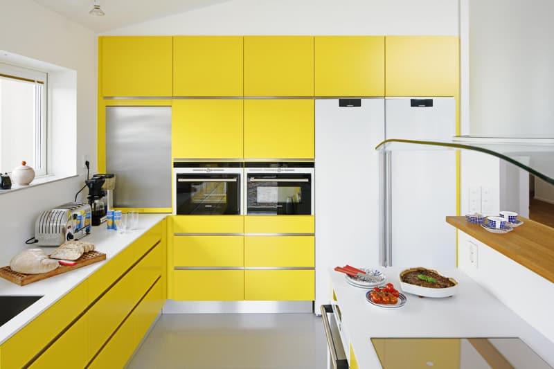 آشپزخانه کابینت رنگ زرد08