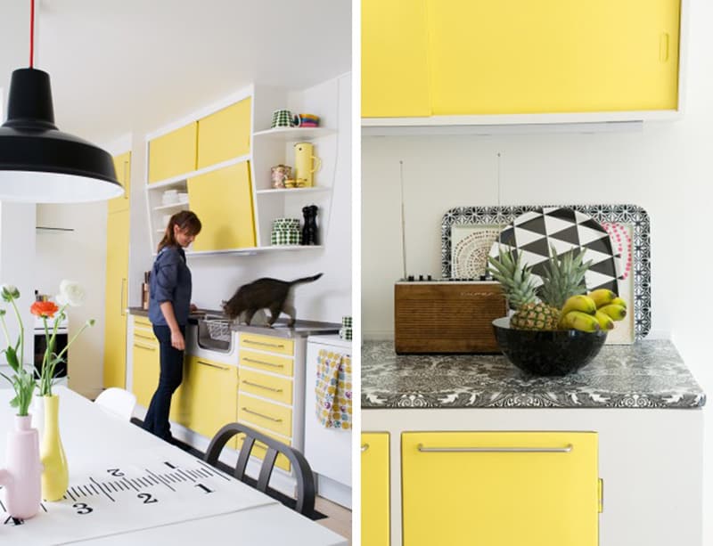 آشپزخانه کابینت رنگ زرد10