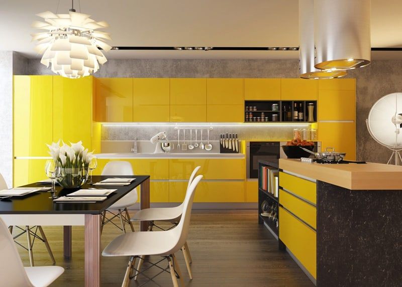 آشپزخانه کابینت رنگ زرد11