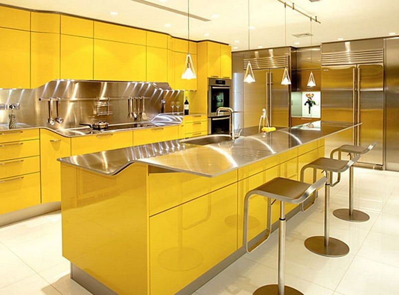 آشپزخانه کابینت رنگ زرد13