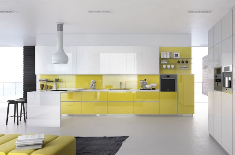 آشپزخانه کابینت رنگ زرد14