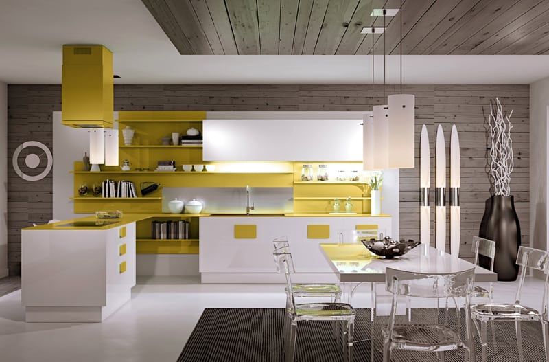 آشپزخانه کابینت رنگ زرد16