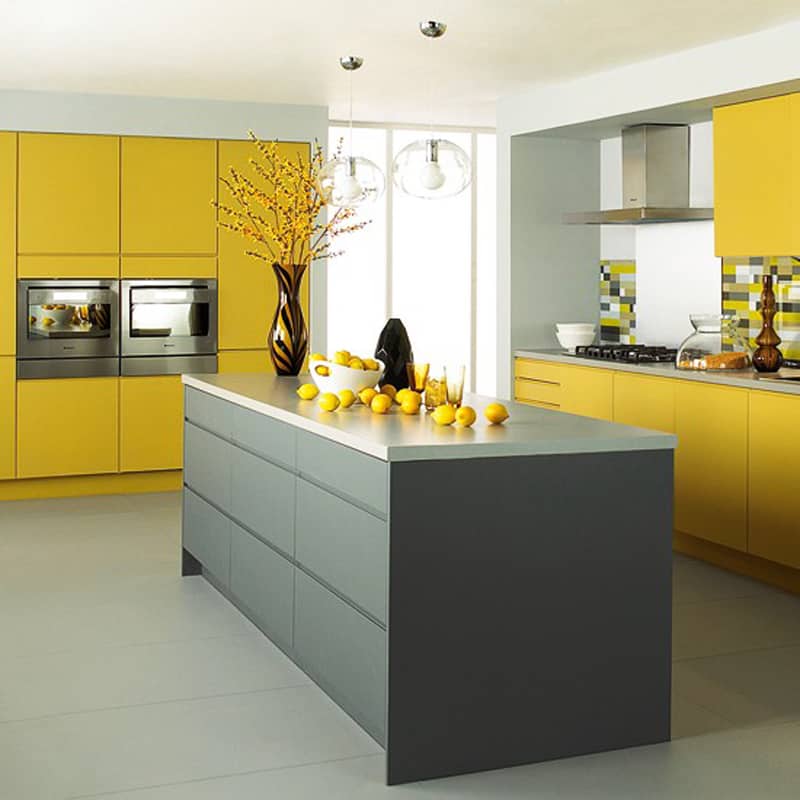 آشپزخانه کابینت رنگ زرد17