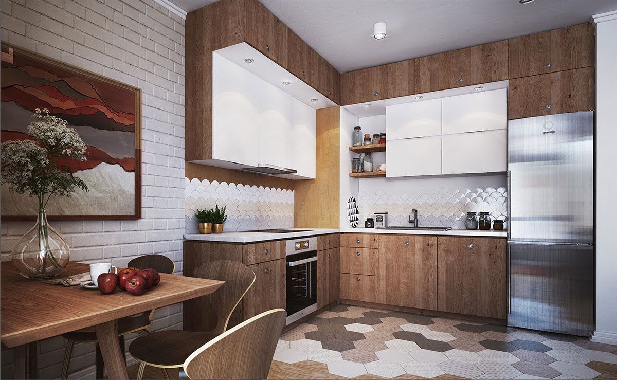 آشپزخانه با دو دیوار کابینت خور