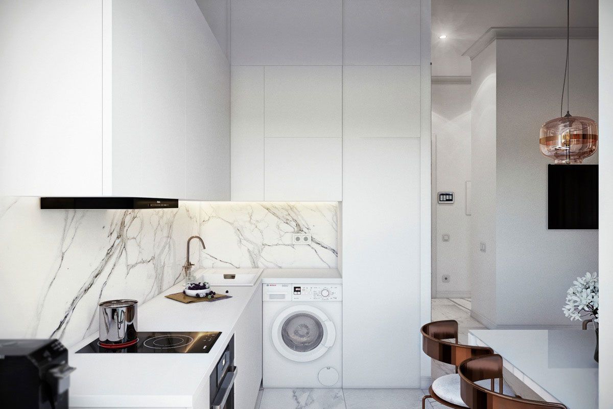 آشپزخانه با دو دیوار کابینت خور