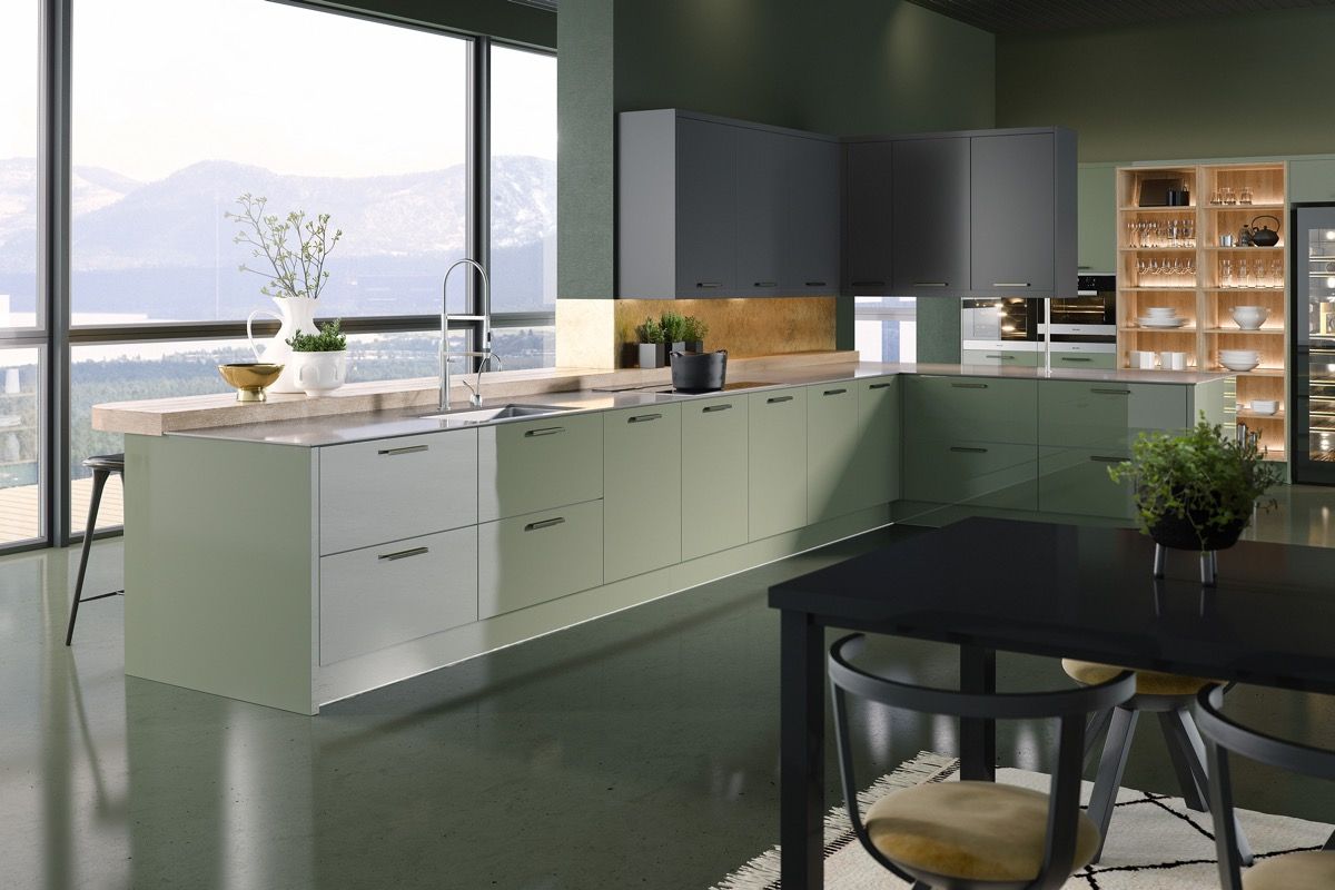 کابینت آشپزخانه به رنگ سبز05