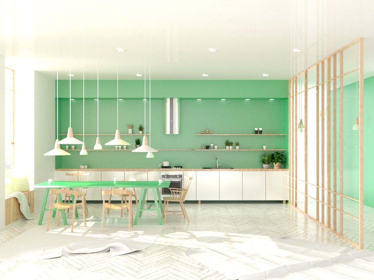 کابینت آشپزخانه به رنگ سبز18