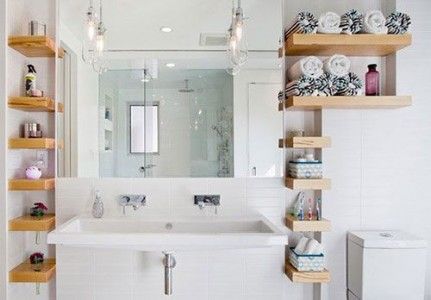 ایده طراحی قفسه بندی و طبقه در حمام