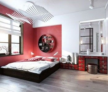 طراحی اتاق خواب با تم رنگی قرمز