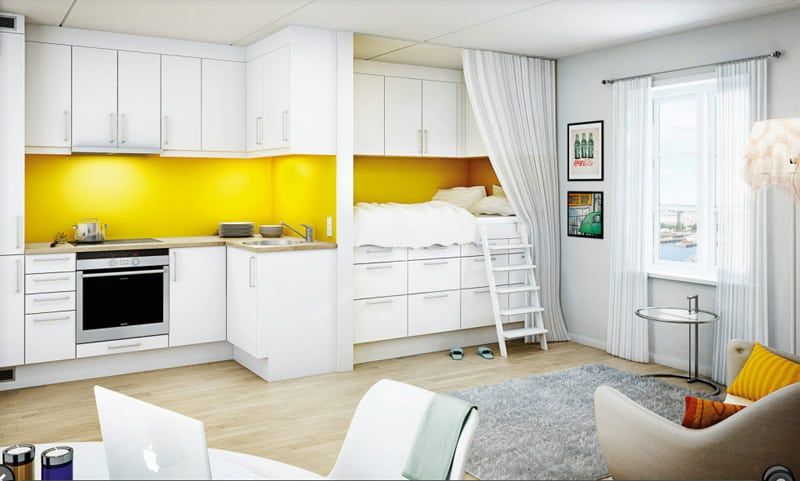 آشپزخانه کابینت رنگ زرد07