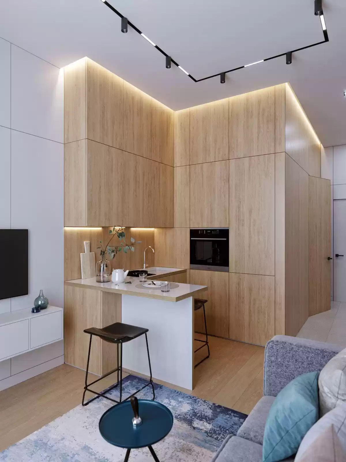 آشپزخانه با دو دیوار کابینت خور