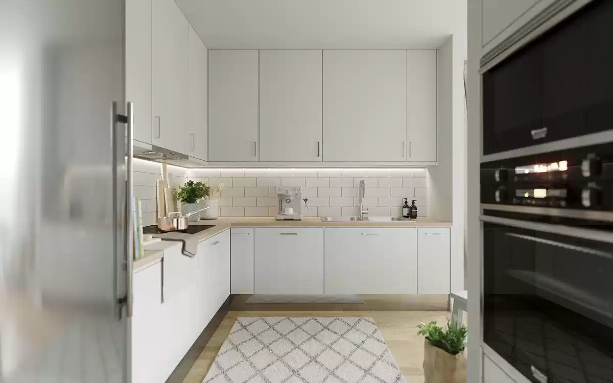 آشپزخانه با دو دیوار کابینت خور