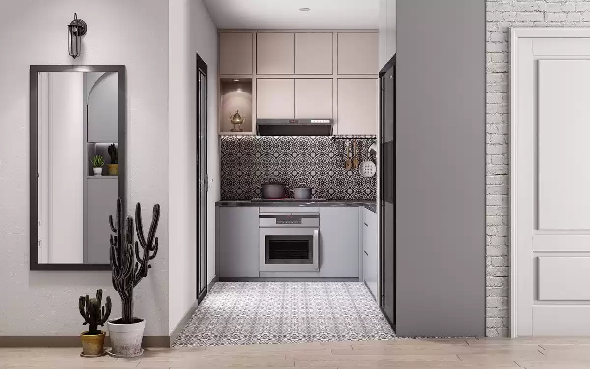 آشپزخانه با دو دیوار کابینت خور