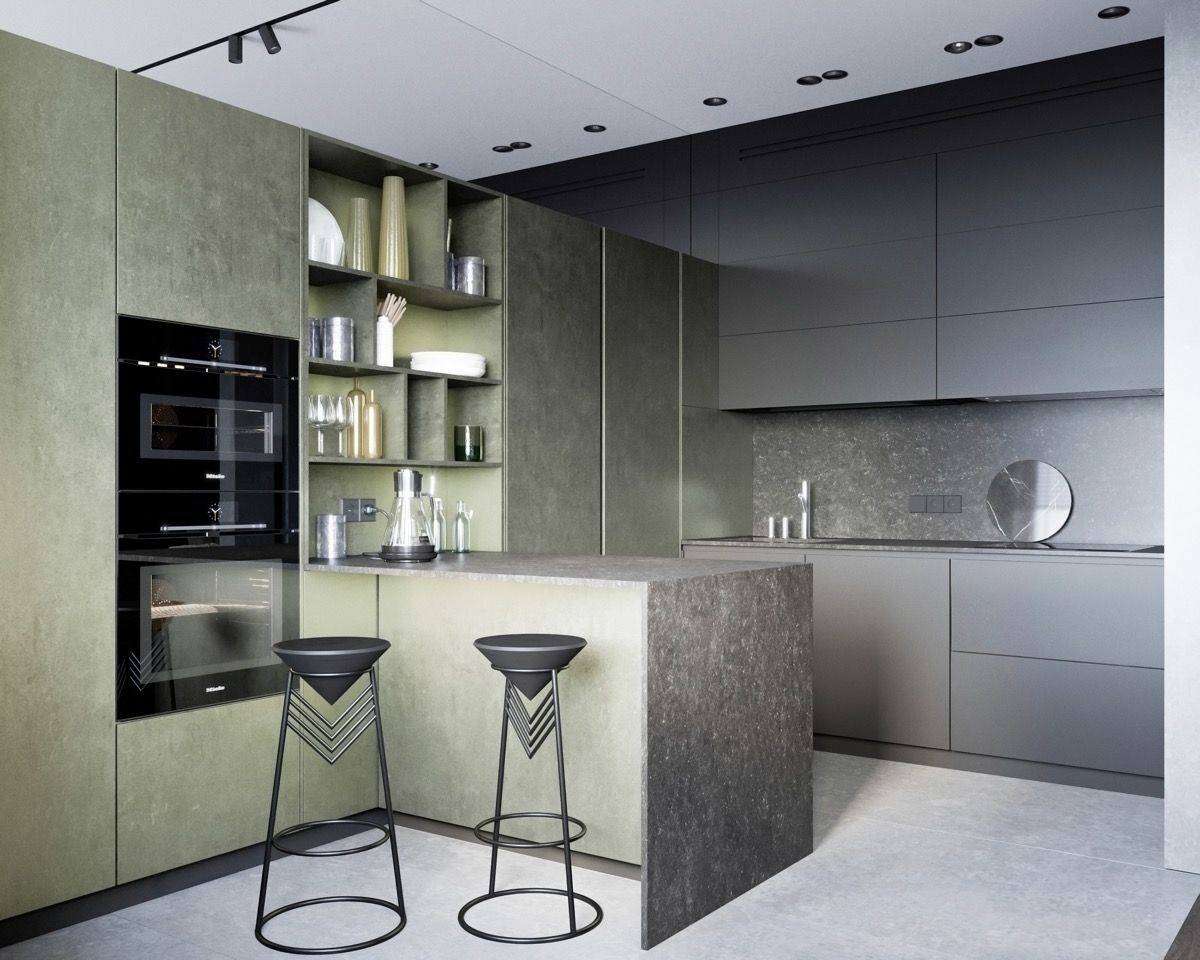 کابینت آشپزخانه به رنگ سبز02
