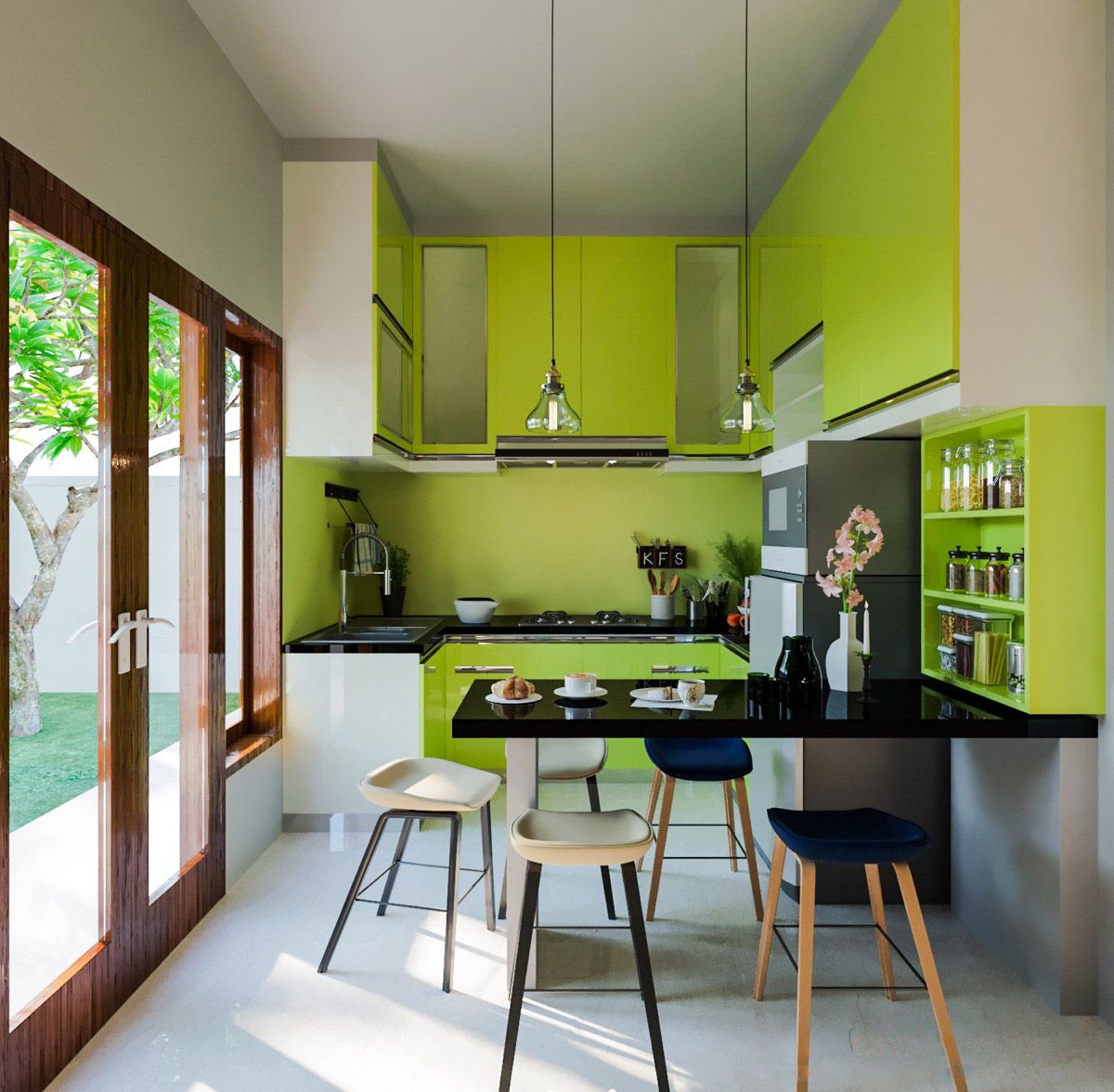 کابینت آشپزخانه به رنگ سبز17