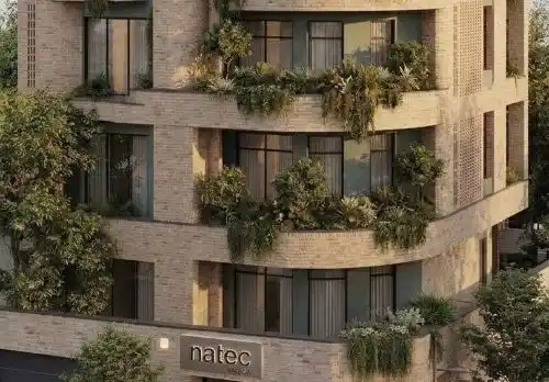طراحی نمای مدرن آجری در اصفهان؛ معماری بیوفیلیک و نمای سبز