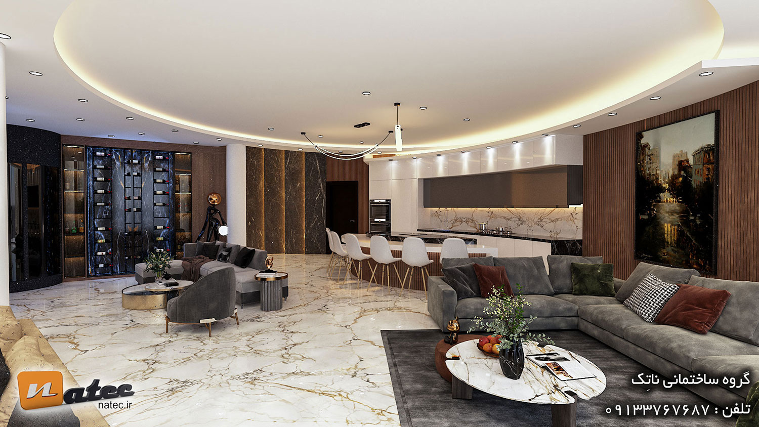 طراحی داخلی باغ ویلای ۴۰۰۰ متری اصفهان