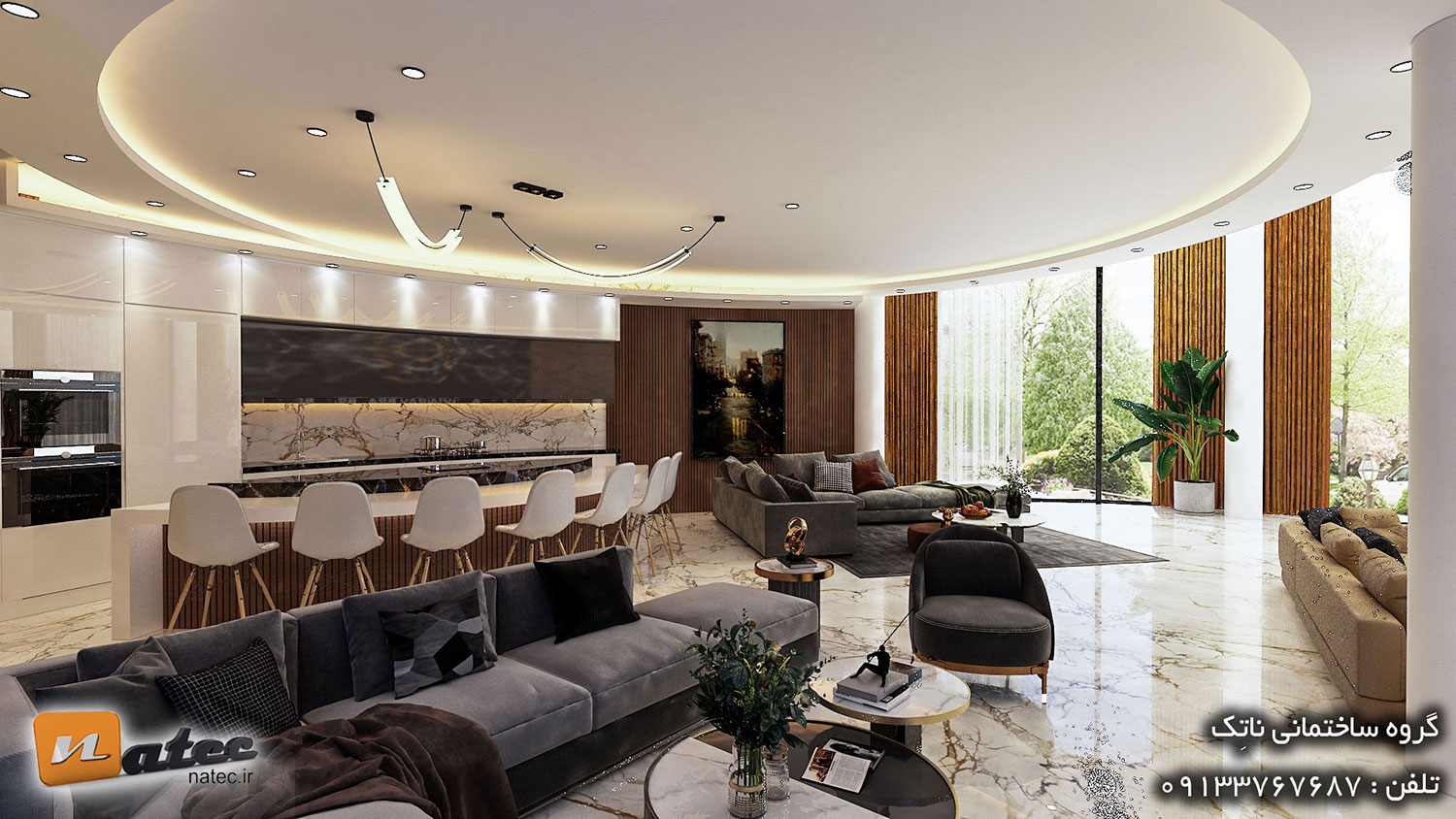 طراحی داخلی باغ ویلای ۴۰۰۰ متری اصفهان